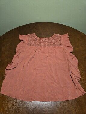American Eagle Women's Blouse Burnt Orange Lace Medium